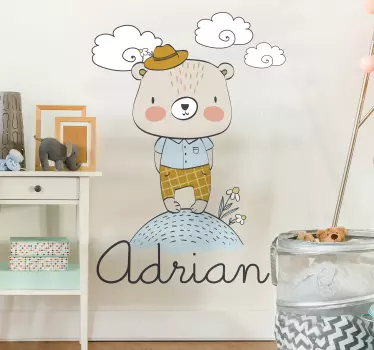 Vinilo pared infantil lindo personaje de oso - TenVinilo