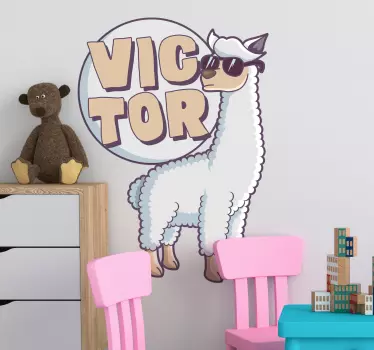 Vinilo pared infantil llama cool - TenVinilo