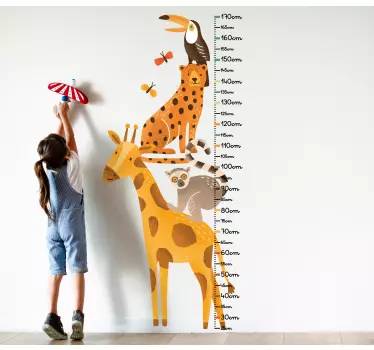 Vinilo pared infantil medidor de altura animales - TenVinilo
