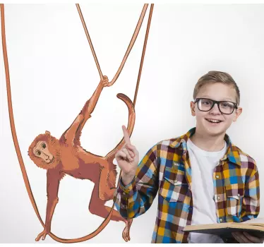 Vinilo pared infantil mono balanceándose felizmente - TenVinilo
