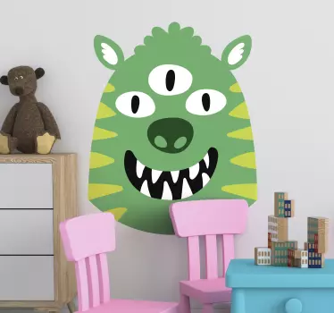 Vinilo pared infantil monstruo de tres ojos - TenVinilo