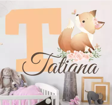 Vinilo pared infantil zorro con inicial y nombre - TenVinilo