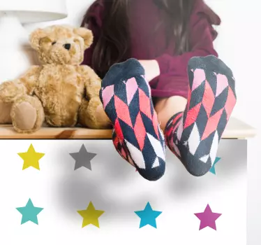 Vinilo pared infantil motivos de estrellas vibrantes - TenVinilo