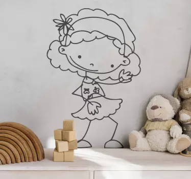 Vinilo pared infantil niña de dibujos animados - TenVinilo
