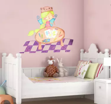 Vinilo pared infantil niña hada creativa - TenVinilo