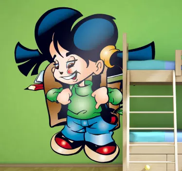 Vinilo pared infantil niño alegre de la escuela - TenVinilo