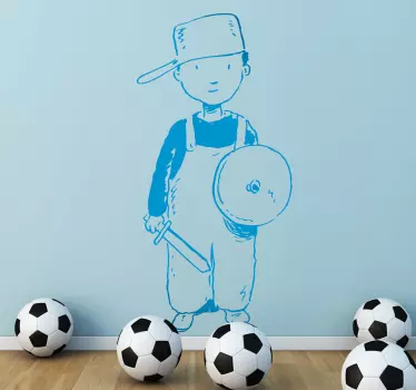 Vinilo pared infantil niño con tambor - TenVinilo