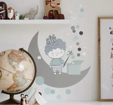 Vinilo pared infantil niño de la luna fantasioso - TenVinilo