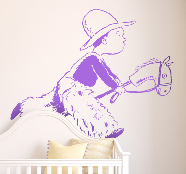 Vinilo infantil niño montando a caballo - TenVinilo