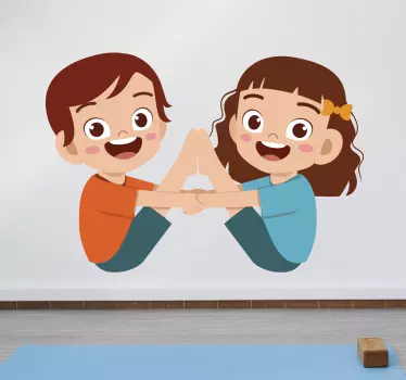 Vinilo pared infantil niños alegres jugando - TenVinilo