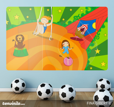 Vinilo infantil circo balanceándose - TenVinilo