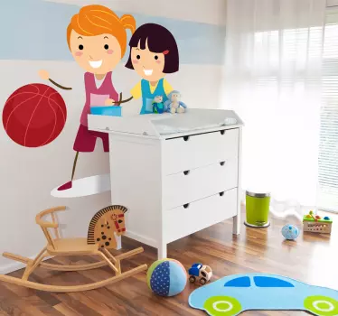 Vinilo pared infantil niños felices jugando - TenVinilo