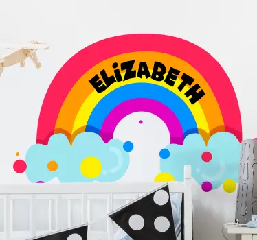 Vinilo pared infantil nombre personalizado arcoíris - TenVinilo