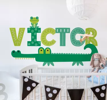 Vinilo pared infantil nombre temático animal - TenVinilo
