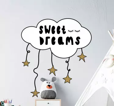 Vinilo pared infantil nube con estrellas - TenVinilo