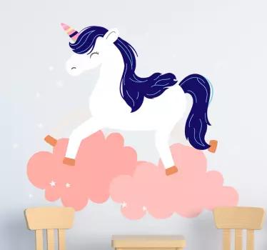 Vinilo pared infantil nubes de unicornios caprichosos - TenVinilo