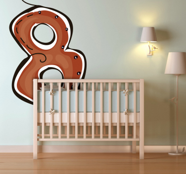 Vinilo pared infantil número ocho marrón - TenVinilo
