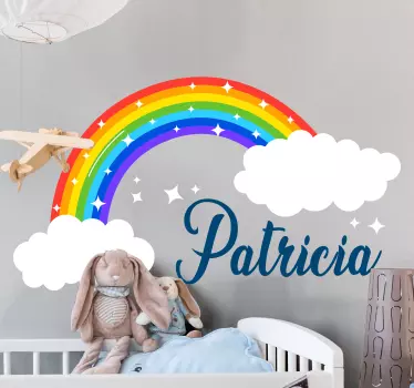 Vinilo pared infantil opción de personalización arcoíris - TenVinilo