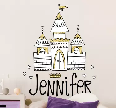 Vinilo pared infantil opción de personalización del castillo - TenVinilo