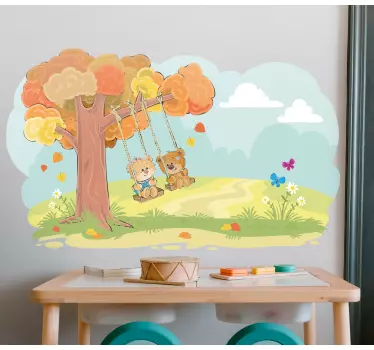 Vinilo pared infantil ositos de peluche adorables - TenVinilo
