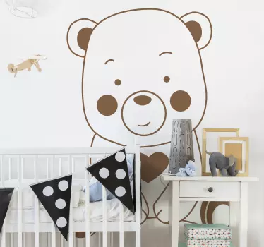 Vinilo pared infantil oso peluche y corazón - TenVinilo