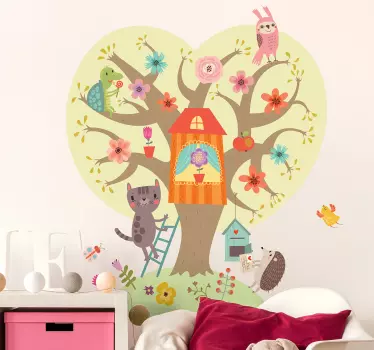 Vinilo pared infantil paisaje de árboles caprichoso - TenVinilo