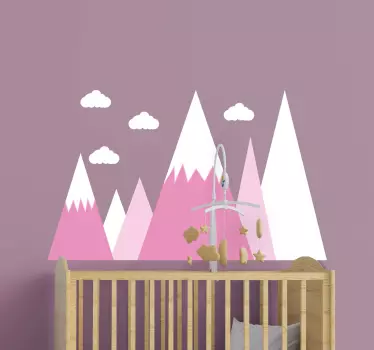 Vinilo pared infantil paisaje montañoso para habitación - TenVinilo