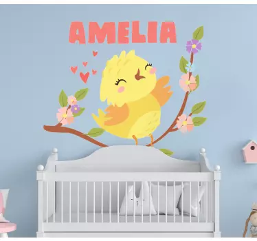 Vinilo pared infantil pajarito cantor - TenVinilo