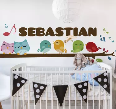 Vinilo pared infantil pájaros coloridos personalizados - TenVinilo