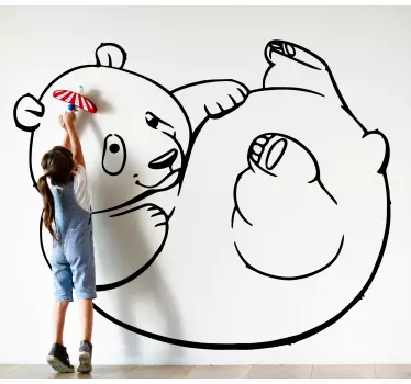 Vinilo pared infantil panda de dibujos animados juguetón - TenVinilo