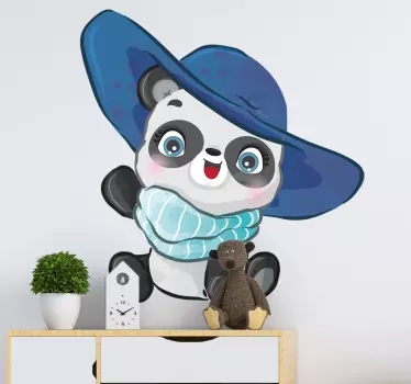 Vinilo pared infantil panda feliz - TenVinilo