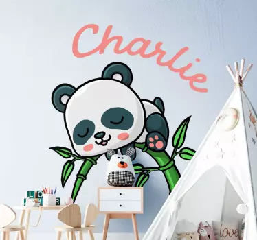 Vinilo pared infantil panda personaje de dibujos - TenVinilo