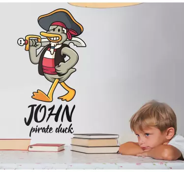 Vinilo pared infantil pato pirata - TenVinilo