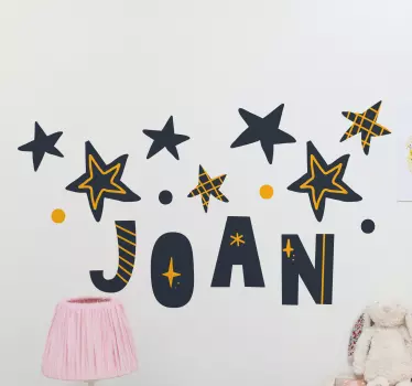 Vinilo pared infantil patrón de estrellas personalizado - TenVinilo