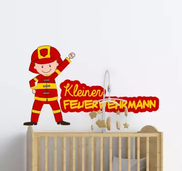 Vinilo pared infantil pequeña alegría de bombero - TenVinilo