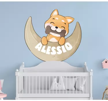 Vinilo pared infantil perrito feliz con hueso - TenVinilo