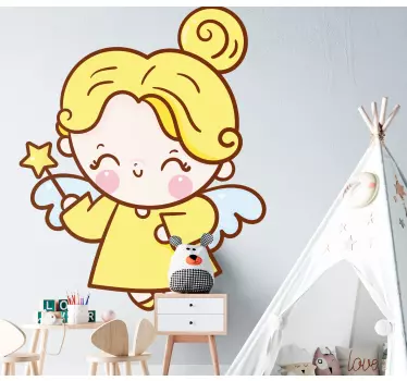 Vinilo pared infantil personaje ángel tierno - TenVinilo