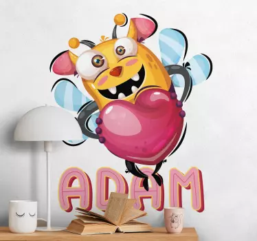 Vinilo infantil abeja feliz con nombre - TenVinilo