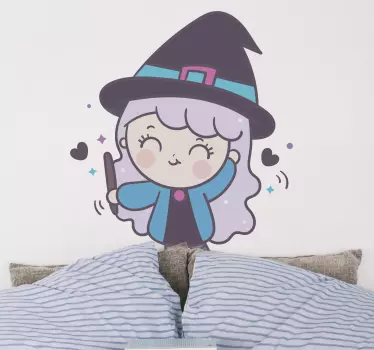 Vinilo pared infantil personaje de bruja encantadora - TenVinilo