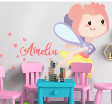 Vinilo pared infantil personaje de hada caprichoso - TenVinilo