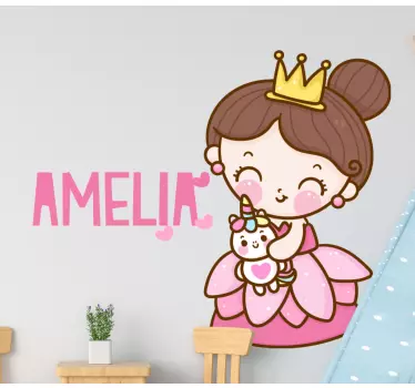 Vinilo pared infantil personaje de princesa linda - TenVinilo