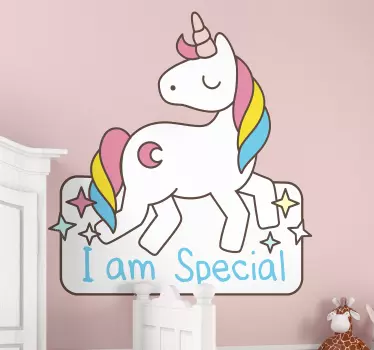 Vinilo pared infantil personaje de unicornio colorido - TenVinilo