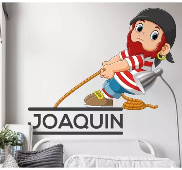 Vinilo pared infantil personaje pirata adorable - TenVinilo