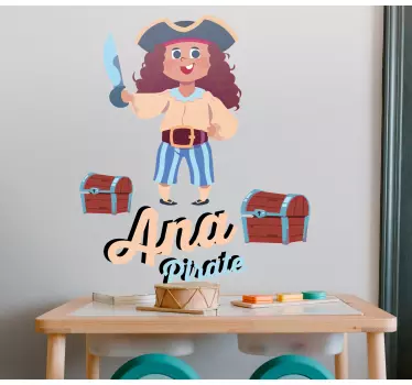 Vinilo pared infantil personaje pirata alegre - TenVinilo