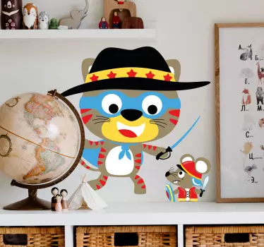 Vinilo pared infantil personajes animales divertidos - TenVinilo
