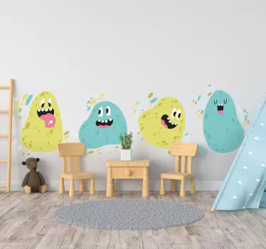 Vinilo pared infantil personajes blob alegres - TenVinilo