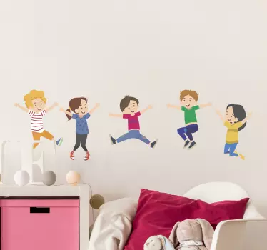 Vinilo pared infantil personajes saltarines - TenVinilo