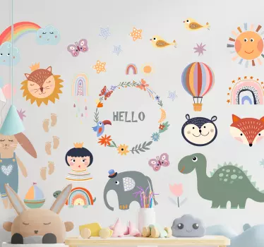 Vinilo pared infantil personalidades de criaturas vivas - TenVinilo