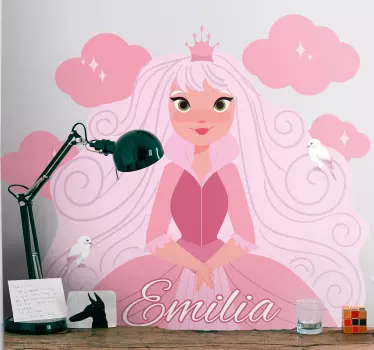 Vinilo pared infantil personalización de personajes princesa - TenVinilo