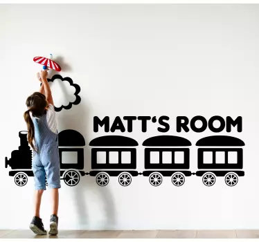 Vinilo pared infantil personalización de trenes - TenVinilo